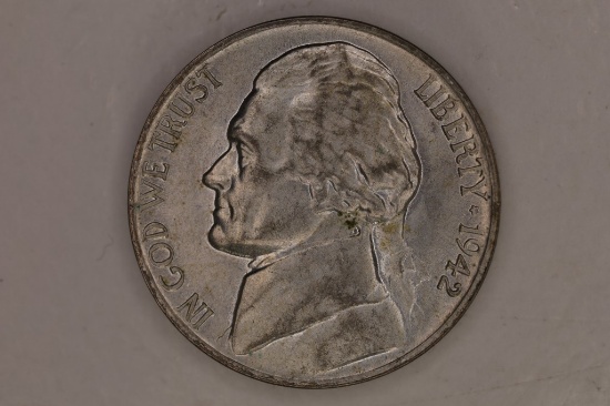 1942-P 35% SILVER JEFFERSON WAR NICKEL UNC