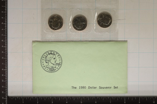 1980 P/D/S SBA DOLLAR SOUVENIR 3 COIN SET IN
