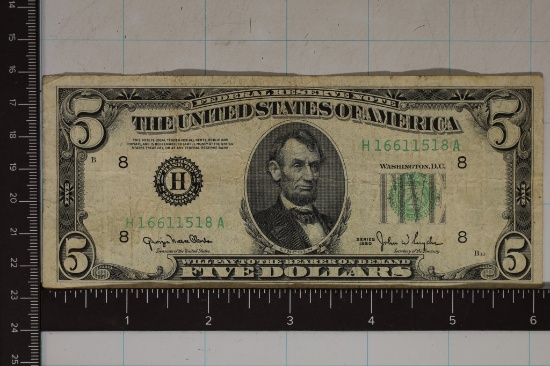 1950 US $5 GREEN SEAL FRN'S