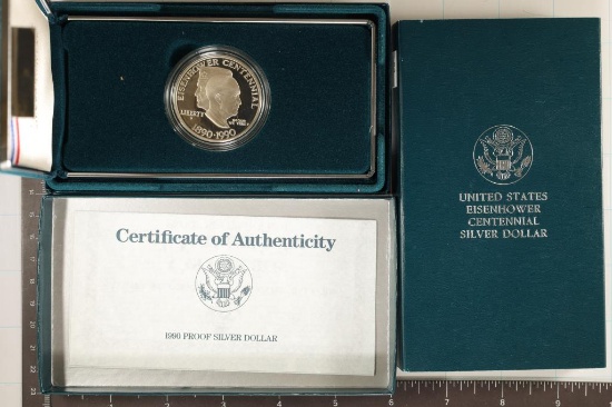 1990-P PROOF EISENHOWER SILVER DOLLAR IN BOX