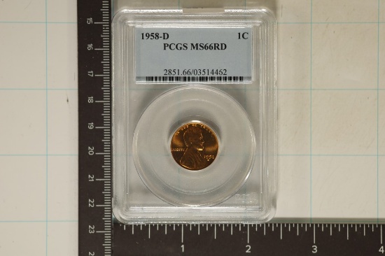1958-D LINCOLN WHEAT CENT PCGS MS66RD