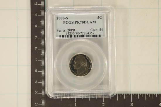 2000-S JEFFERSON NICKEL PCGS PR70 DCAM