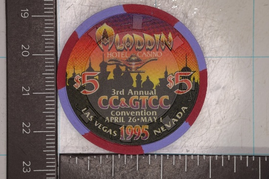 $5 ALADDIN CASINO CHIP 1995 LAS VEGAS, NEVADA