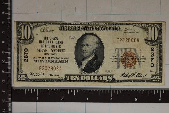 1929 US $10 NATIONAL CURRENCY NEW YORK, NY