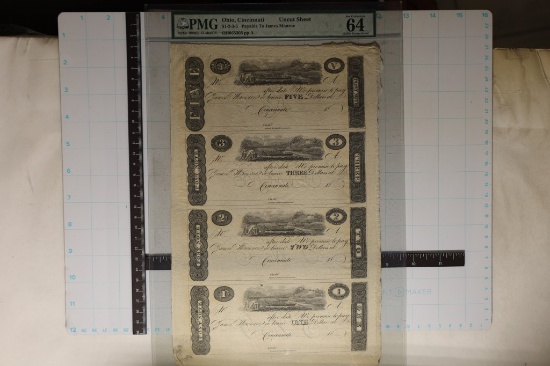 OHIO, CINCINNATI UNCUT SHEET PMG 64 CHOICE UNC