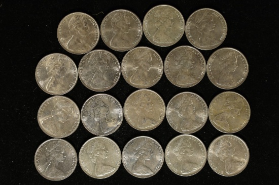19-1966 AUSTRALIA 50 CENT UNC COINS: 6.49 OZ. ASW