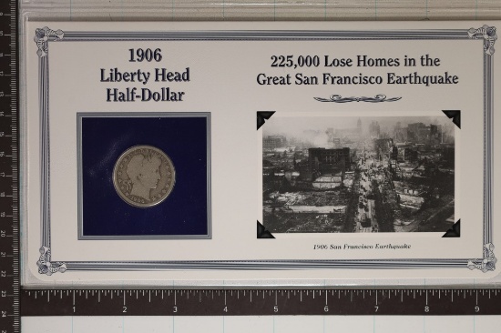 1906-O SILVER BARBER HALF DOLLAR IN INFO CARD THE