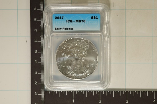 2017 AMERICAN SILVER EAGLE ICG MS70 1 OZ. SILVER