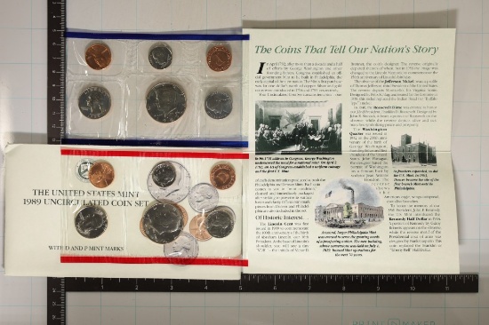 1989 US MINT SET (UNC) P/D (WITH ENVELOPE)
