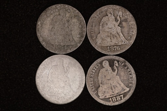 1854, 76 & 2-1877 SILVER SEATED LIBERTY DIMES