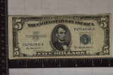 1953-A US $5 SILVER CERTIFICATE BLUE SEAL