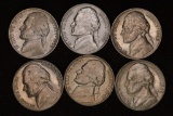 1938, 1940, 42,46,47-D & 1949 JEFFERSON NICKELS BU
