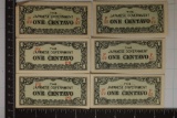 6-JAPANESE ONE CENTAVO INVASION CURRENCY