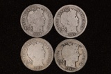 1907-D, 12, 13 & 14 SILVER BARBER DIMES
