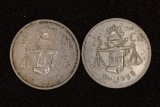 1950 & 1953 MEXICO SILVER 25 CENTAVOS .0642 OZ