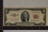 1953-A RED SEAL STAR NOTE US $2 WITH A TEAR ON