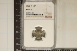 1942-D SILVER MERCURY DIME NGC MS64