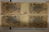 4-1910 RUSSIAN 100 RUBLE BANKNOTES. 2 ARE PARTIAL