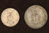 2-1944-D US/PHILIPPINES SILVER COINS: 10 CENTAVOS