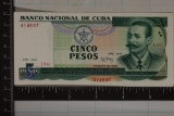 1991 CUBA 5 PESO CRISP UNC BILL 