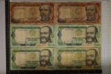 6-PERU BILLS: 4-1000 SOLES & 2-5000 SOLES
