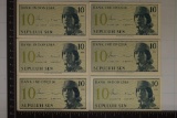 6 CRISP UNC INDONESIA 10 SEN BILLS
