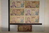 7-COLUMBIA BILLS: 6-10 PESO AND 1-50 PESO.