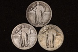 3-NO DATE STANDING LIBERTY QUARTERS