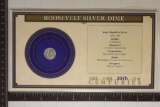 1964 SILVER ROOSEVELT DIME ON INFO CARD IN