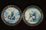2-SILVER PLATED 1 OUNCE COLORIZED POLAR BEAR