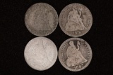1854, 76 & 2-1877 SILVER SEATED LIBERTY DIMES