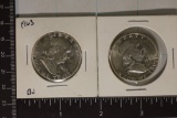 2-SILVER FRANKLIN HALF DOLLARS: 1963 BU & 1952-AU