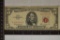 1963 US $5 US NOTE RED SEAL. SMALL CHUNK