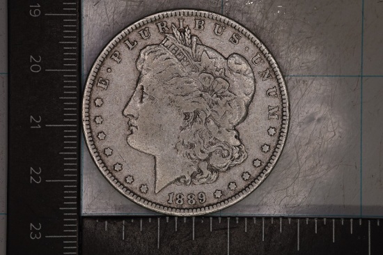 1889 MORGAN SILVER DOLLAR, WHIZZED