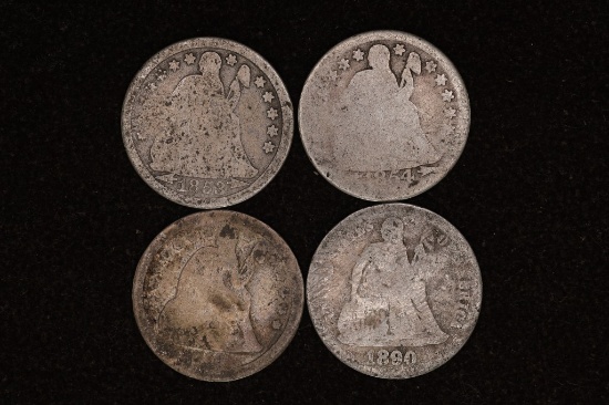 1853, 54, 56 & 1890 SILVER SEATED LIBERTY DIMES