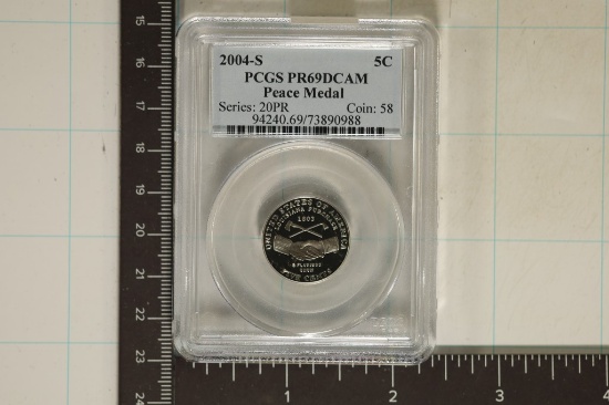 2004-S PEACE MEDAL NICKEL PCGS PR69 DCAM