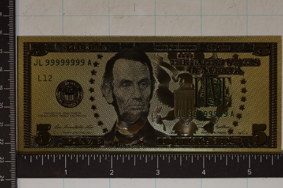 2009 $5 GOLD FOIL 99999999 CU FANTASY BILL