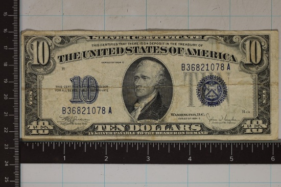 1934-C US TEN DOLLAR SILVER CERTIFICATE BLUE SEAL