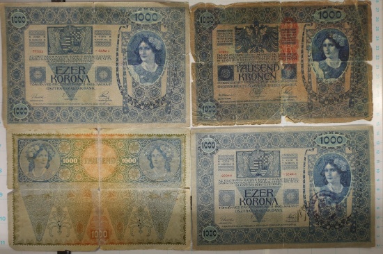 4-1902 AUSTRIAN 1000 KRONEN LARGE SIZE BILLS
