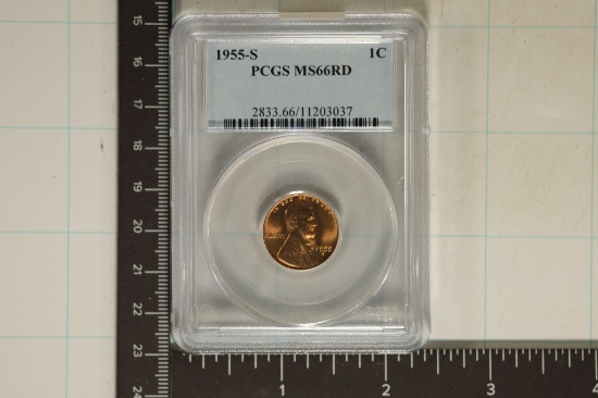 1955-S LINCOLN WHEAT CENT PCGS MS66RD