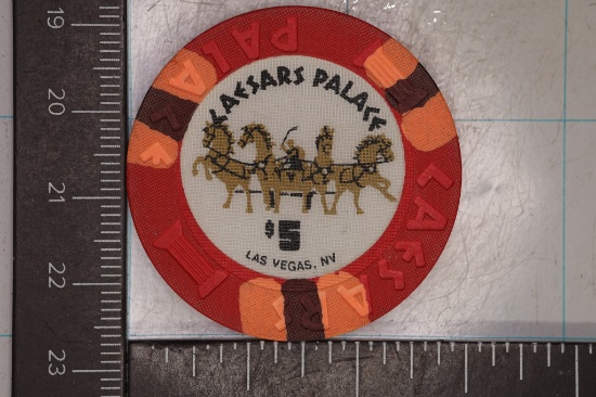 $5 CAESARS PALACE CASINO CHIP LAS VEGAS, NEVADA