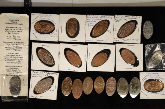 20 US ELONGATED COINS: 15-LINCOLN CENTS,