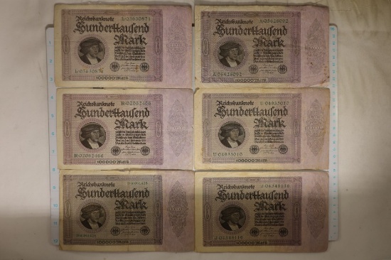 6-1923 GERMAN 10000 MARK BILLS ALL CIRCULATED