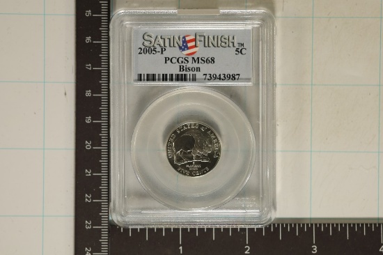 2005-P BISON NICKEL PCGS MS68 SATIN FINISH