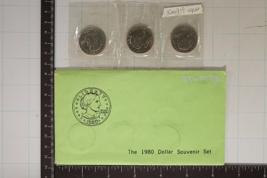 1980 P/D/S SBA DOLLAR SOUVENIR SET IN ENVELOPE