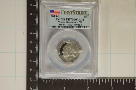 2013-S MOUNT RUSHMORE N.P. QUARTER PCGS PR70
