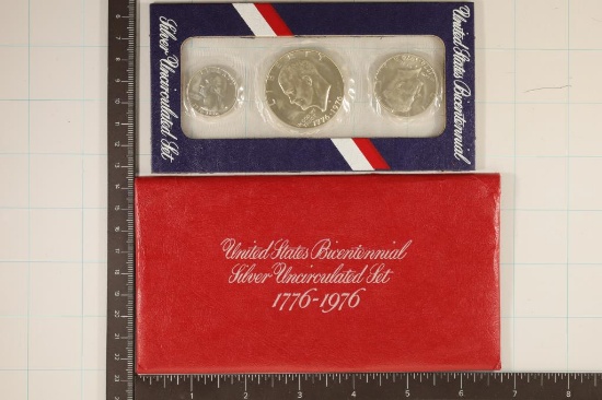1976 US SILVER BICENTENNIAL 3 COIN UNC SET