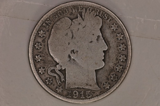 KEY DATE 1915 SILVER BARBER HALF DOLLAR