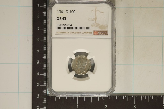 1941-D SILVER MERCURY DIME NGC XF45