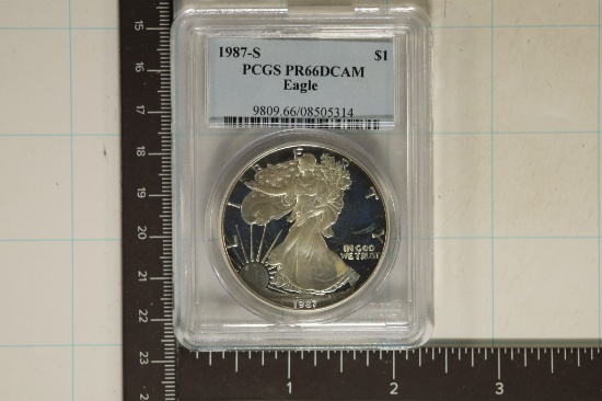 1987-S AMERICAN SILVER EAGLE PCGS PR66 DCAM